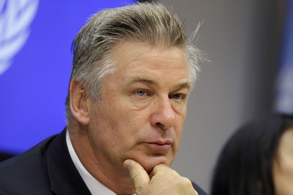 FILE - Actor Alec Baldwin attends a news conference at United Nations headquarters on Sept. 21, 2015. Baldwin said in an ABC interview that he didn't pull the trigger while on a New Mexico film set wh ...