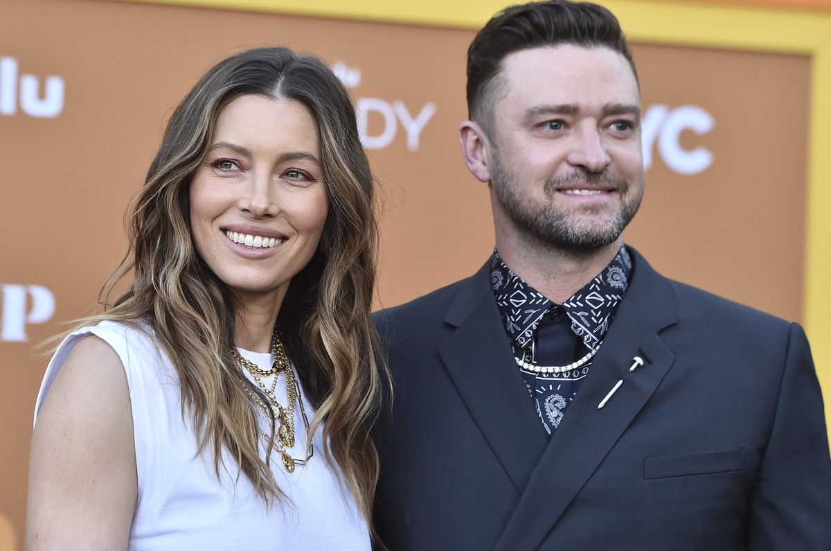 FILE - Cast member and executive producer Jessica Biel, left, arrives with her husband, Justin Timberlake, at the Los Angeles premiere of &quot;Candy,&quot; Monday, May 9, 2022. (Photo by Jordan Strau ...