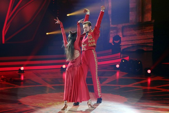 COLOGNE, GERMANY - APRIL 22: Bastian Bielendorfer and Ekaterina Leonova perform on stage during the 8th show of the 15th season of the television competition show &quot;Let's Dance&quot; at MMC Studio ...