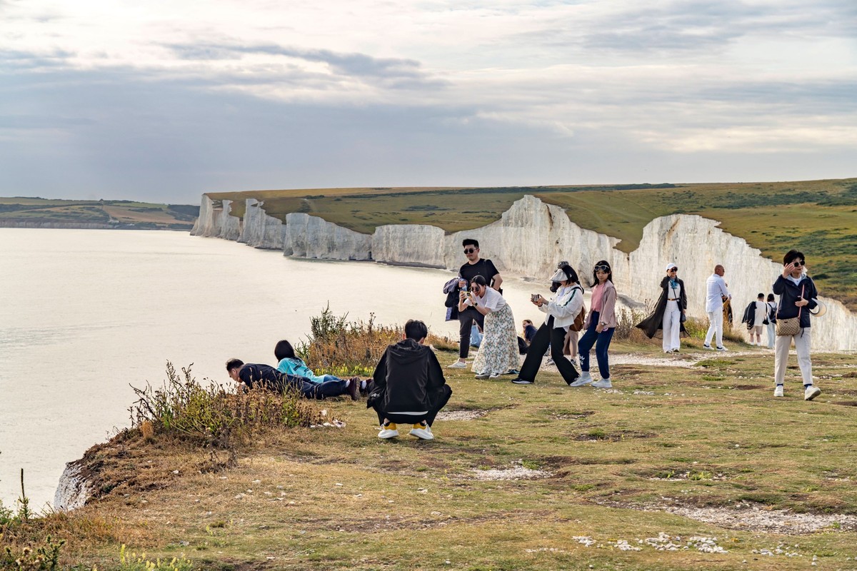 Touristen lieben die Seven Sisters.