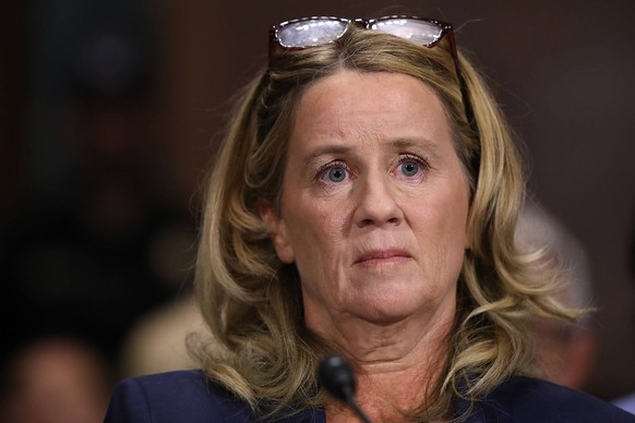 WASHINGTON, DC - SEPTEMBER 27: Christine Blasey Ford testifies before the Senate Judiciary Committee in the Dirksen Senate Office Building on Capitol Hill September 27, 2018 in Washington, DC. A profe ...