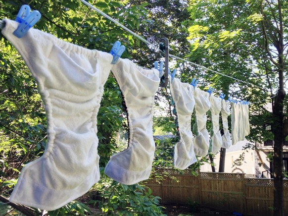 Cloth Diapers on drying on line