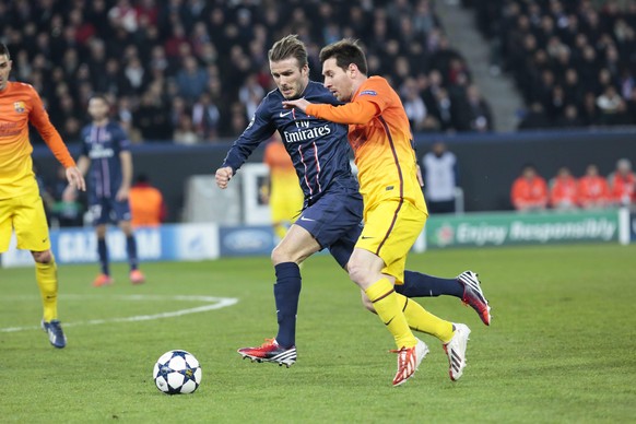 2013 spielten Lionel Messi (r.) und David Beckham noch gegeneinander