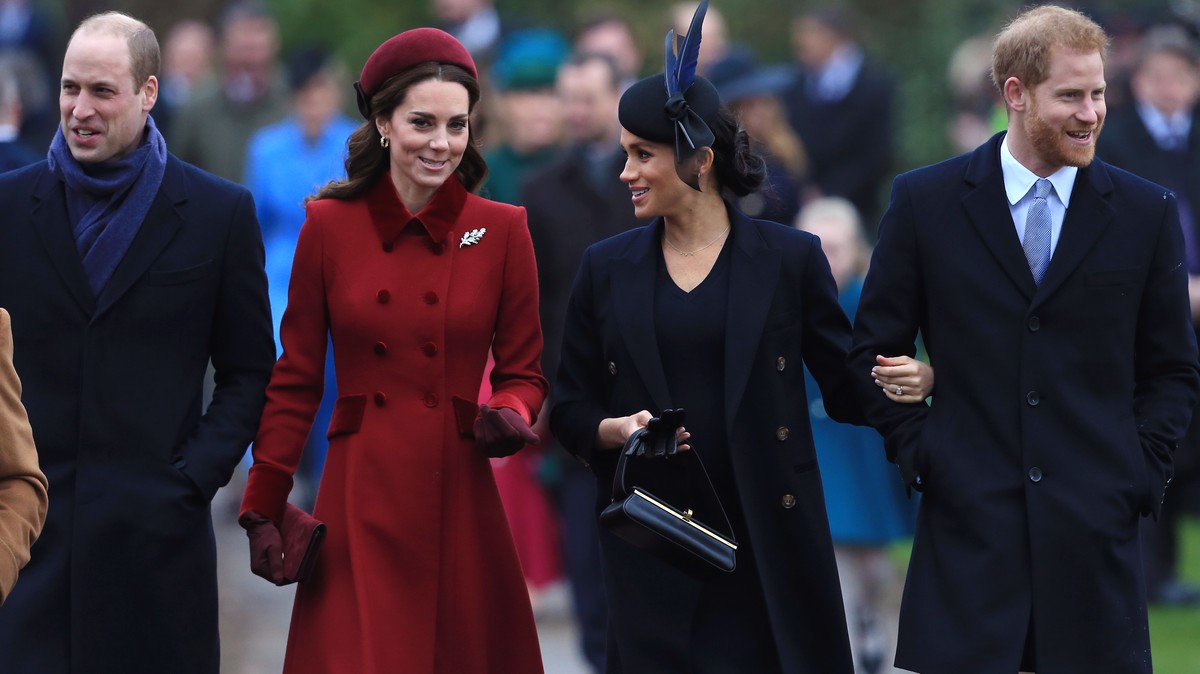 Die Prinzenpaare: Die Aufnahme von William, Kate, Meghan und Harry ist im Dezember 2018 entstanden. Die vier waren gemeinsam auf dem Weg zum Gottesdienst.
