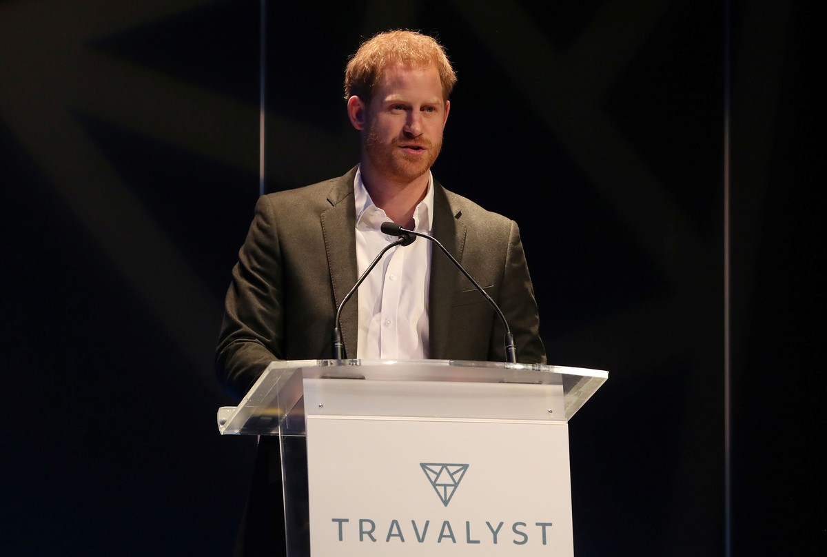 Britain's Prince Harry speaks as he attends a sustainable tourism summit at the Edinburgh International Conference Centre in Edinburgh, Scotland, Britain February 26, 2020. Andrew Milligan/Pool v ...