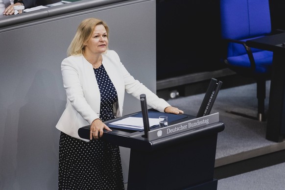 Nancy Faeser SPD, Bundesministerin fuer Inneres und Heimat, aufgenommen im Rahmen der Debatte im Deutschen Bundestag zur Fachkraefteeinwanderung. Berlin, 23.06.2023. Berlin Deutschland *** Nancy Faese ...