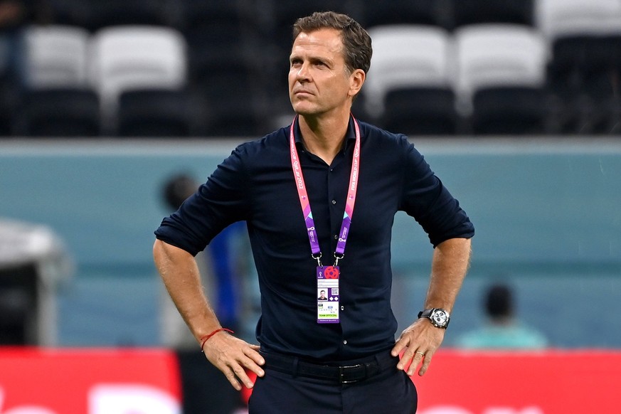 Oliver BIERHOFF Teammanager GER, Einzelbild,angeschnittenes Einzelmotiv, Halbfigur,halbe Figur. Costa Rica CRC - Deutschland GER 2-4 Gruppenphase Gruppe E,Spiel 44 am 01.12.2022, Al Bayt Stadium. Fuss ...