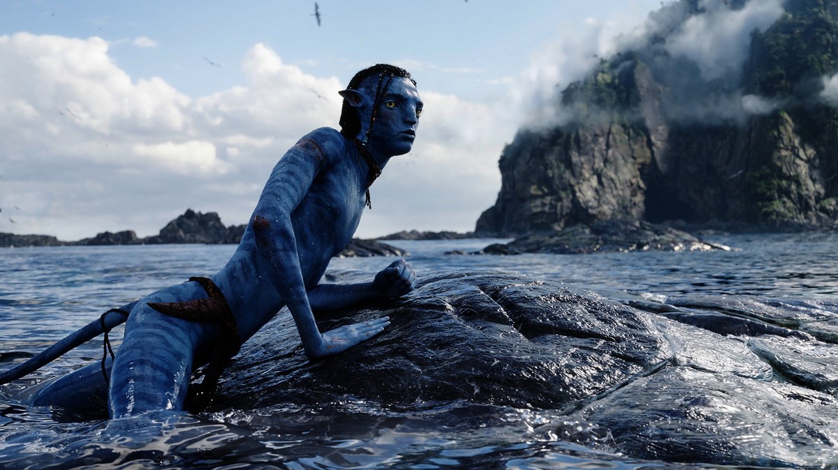 This image released by 20th Century Studios shows Britain Dalton, as Lo'ak, in a scene from "Avatar: The Way of Water." (20th Century Studios via AP)