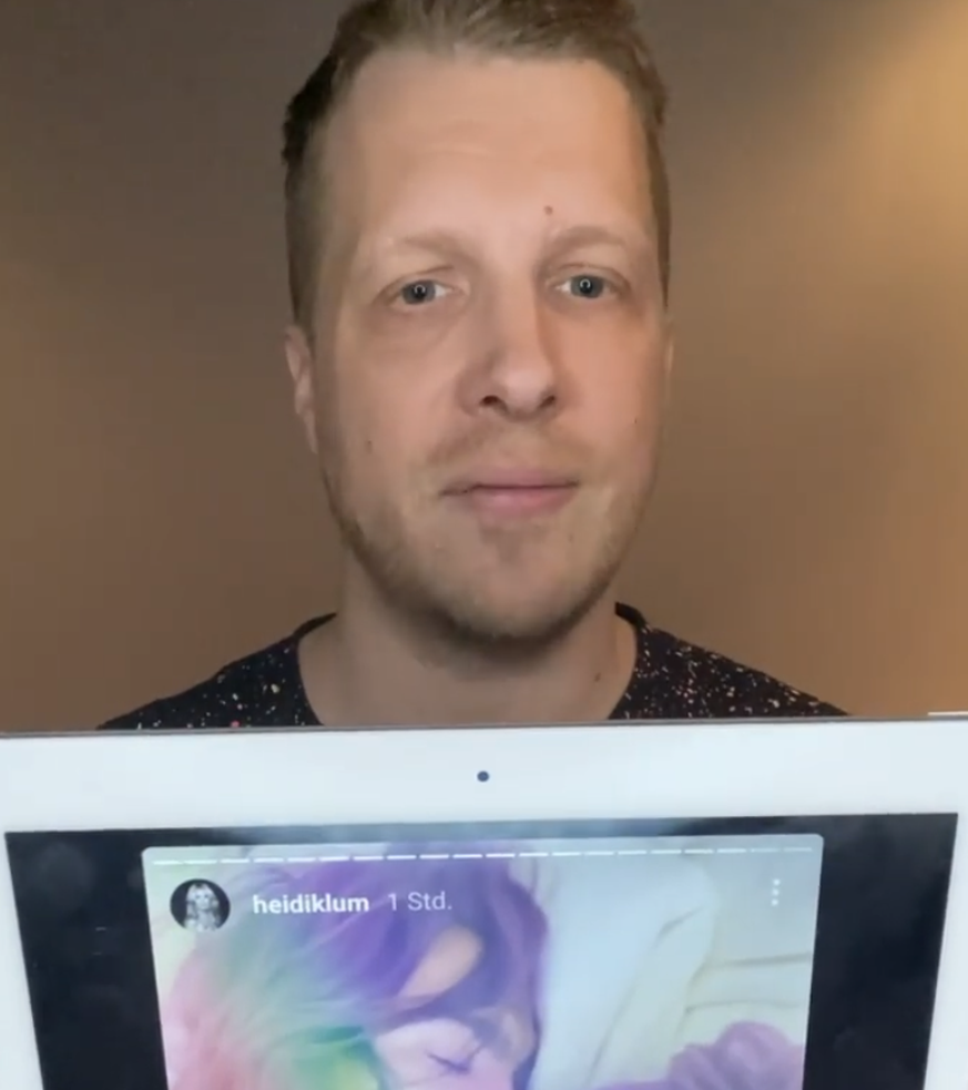 Oliver Pocher zeigt in seiner neuesten Bildschirmkontrolle Videos von Heidi Klum.