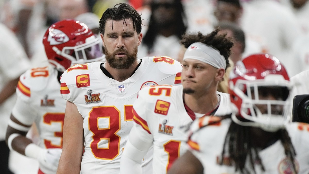 09.02.2025, USA, New Orleans: American Football; Profiliga NFL, Philadelphia Eagles - Kansas City Chiefs, Play-off-Runde, Super Bowl; Super Bowl 59; Caesars Superdome: Kansas City Chiefs Tight End Tra ...
