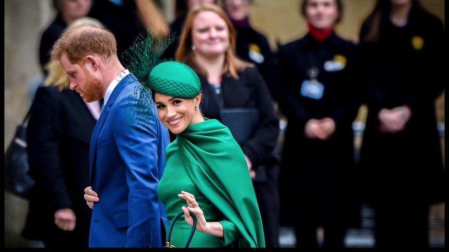 2020. London, England. Commonwealth Day. Prince Harry and Meghan Markle, the Duke and Duchess of Sussex besuchen Commonwealth Day Gottesdienst in der Westminster Abbey in London. Der letzte Auftritt i ...