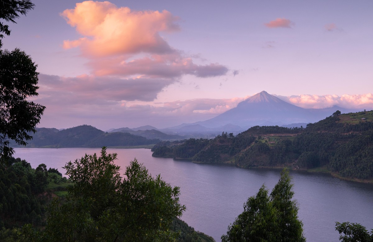Panoramic image of Lake Mulehe, Uganda, Africa