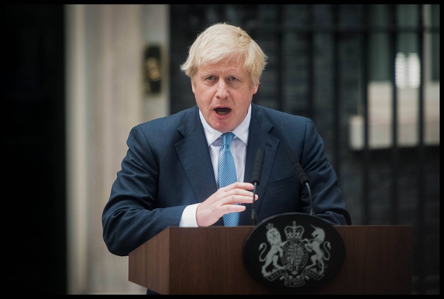 . 02/09/2019. London, United Kingdom. Boris Johnson delivers Speech. PM Boris Johnson delivers speech to press in Downing Street PUBLICATIONxINxGERxSUIxAUTxHUNxONLY xMartynxWheatleyx/xi-Imagesx IIM-20 ...