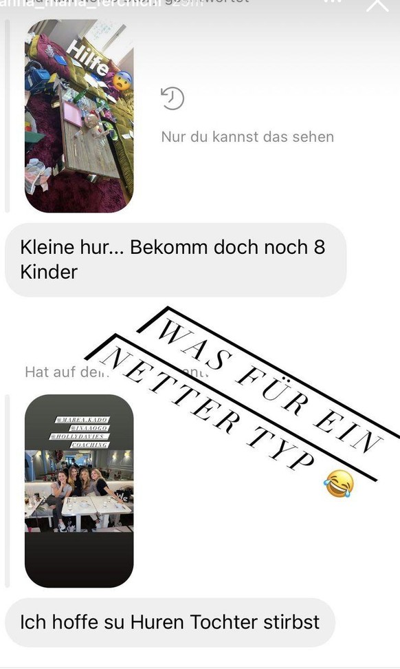 Diese Hassnachrichten hat die werdende Mutter erhalten.