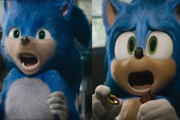 Während Sonic in der Verfilmung ursprünglich noch menschlicher aussah, ähnelt er nun mehr der Spielfigur.