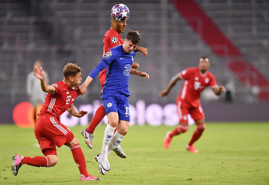 Mason Mount (in blau) während des Viertelfinal-Rückspiels in der Champions League gegen Bayern München.