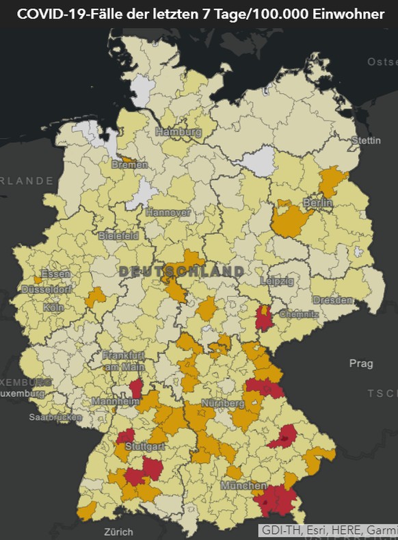 Die interaktive Karte des RKI zeigt die besonders betroffenen Regionen