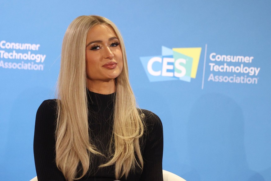Social media icon Paris Hilton speaks on stage during the 2023 International CES, at the Aria Convention Center in Las Vegas, Nevada on Thursday, January 5, 2023. PUBLICATIONxINxGERxSUIxAUTxHUNxONLY L ...