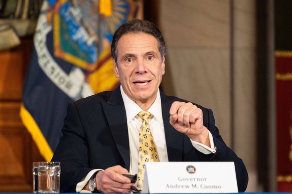 April 7, 2020, Albany, NY, United States: New York Governor, Andrew Cuomo D speaking at a press Conference at the State Capitol. Albany United States - ZUMAs197 20200407zaas197240 Copyright: xMichaelx ...