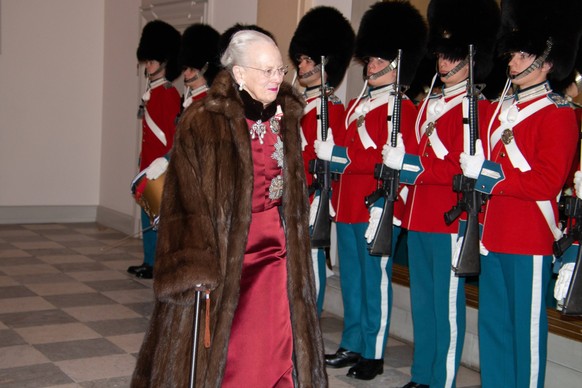 Denmark s Queen Margrethe arrives at the New Years levee for officers from the Defence and the Danish Emergency Management Agency, the I., II. and III. ranking classes and invited guests of major nati ...