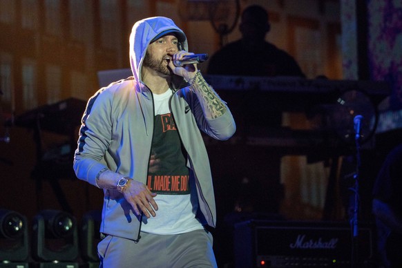So sieht Eminem im Jahr 2018 auf der Bühne aus.&nbsp;