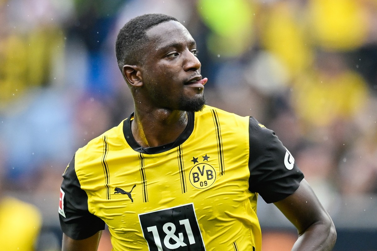 26.04.2025, Baden-Württemberg, Sinsheim: Fußball: Bundesliga, TSG 1899 Hoffenheim - Borussia Dortmund, 31. Spieltag, PreZero Arena. Dortmunds Torschütze Serhou Guirassy jubelt über das Tor zum 0:1. Fo ...