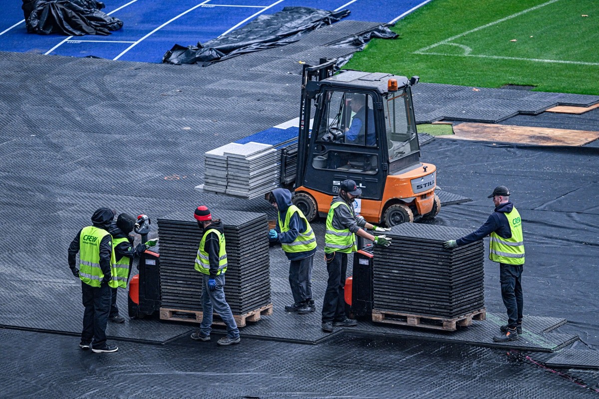 Umbauarbeiten im Olympiastadion.