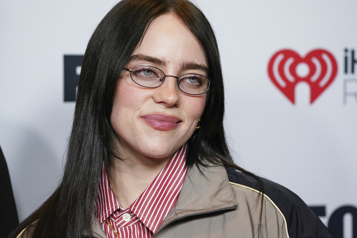 Billie Eilish, winner of the award for album of the year, poses in the press room during the iHeartRadio Music Awards, Monday, March 17, 2025, at the Dolby Theatre in Los Angeles. (Photo by Jordan Str ...