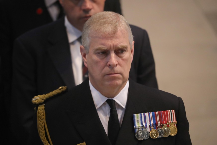 MANCHESTER, ENGLAND - JULY 01: Prince Andrew, Duke of York, attends a commemoration service at Manchester Cathedral marking the 100th anniversary since the start of the Battle of the Somme. July 1, 20 ...