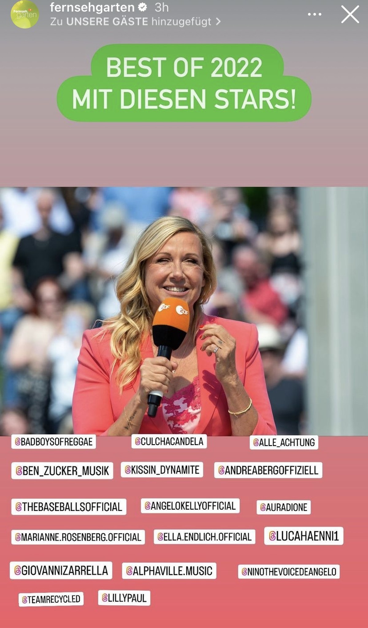 Auftritte von Giovianni Zarrella, Ben Zucker oder Luca Hänni werden vom vergangenen Jahr gezeigt.