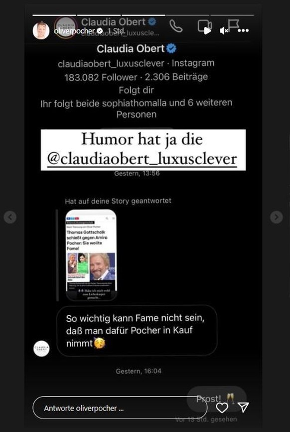 Claudia Obert schreibt Oliver Pocher