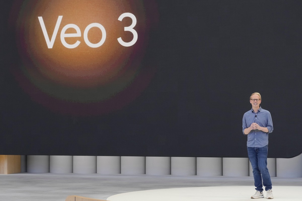Josh Woodward, vice president, Google Labs &amp; Gemini, speaks at a Google I/O event in Mountain View, Calif., Tuesday, May 20, 2025. (AP Photo/Jeff Chiu)