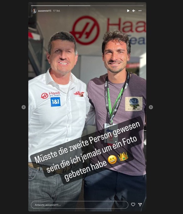 Mats Hummels hat sich mit Haas-Teamchef Günther Steiner ablichten lassen.