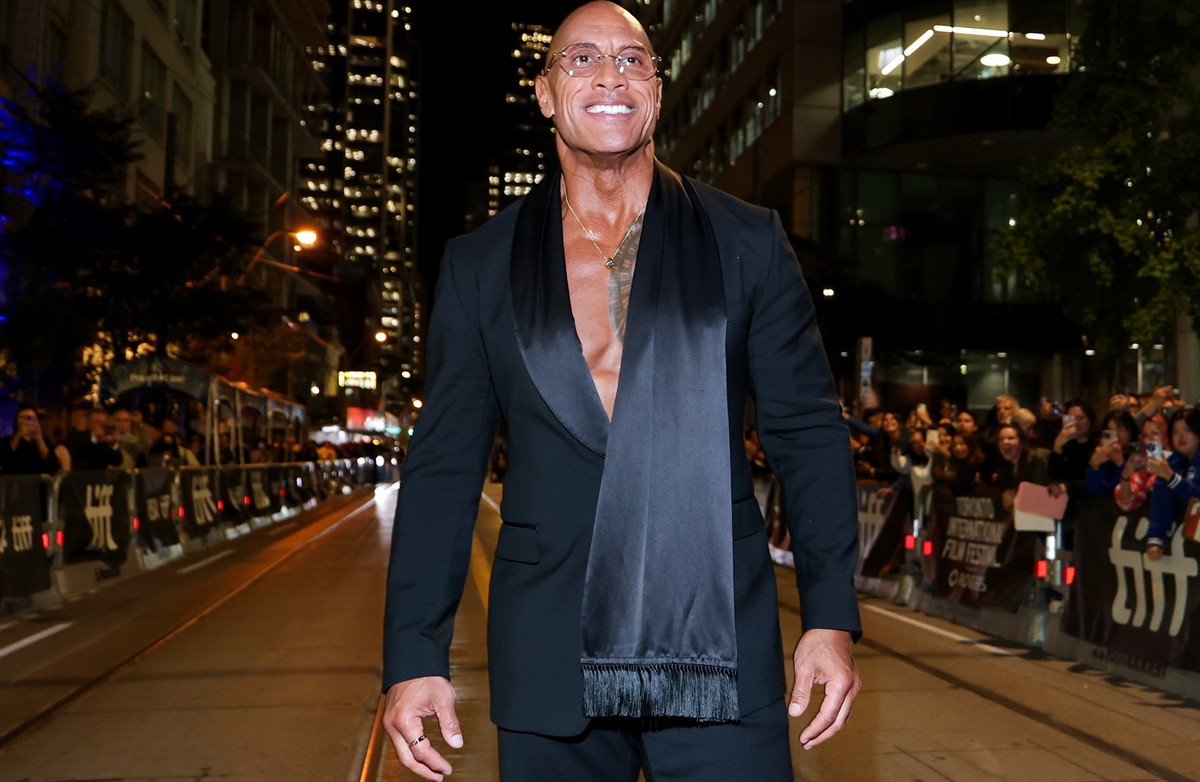 TORONTO, ONTARIO - SEPTEMBER 08: Dwayne Johnson attends the premiere of "The Smashing Machine" during the 2025 Toronto International Film Festival at Princess of Wales Theatre on September 0 ...