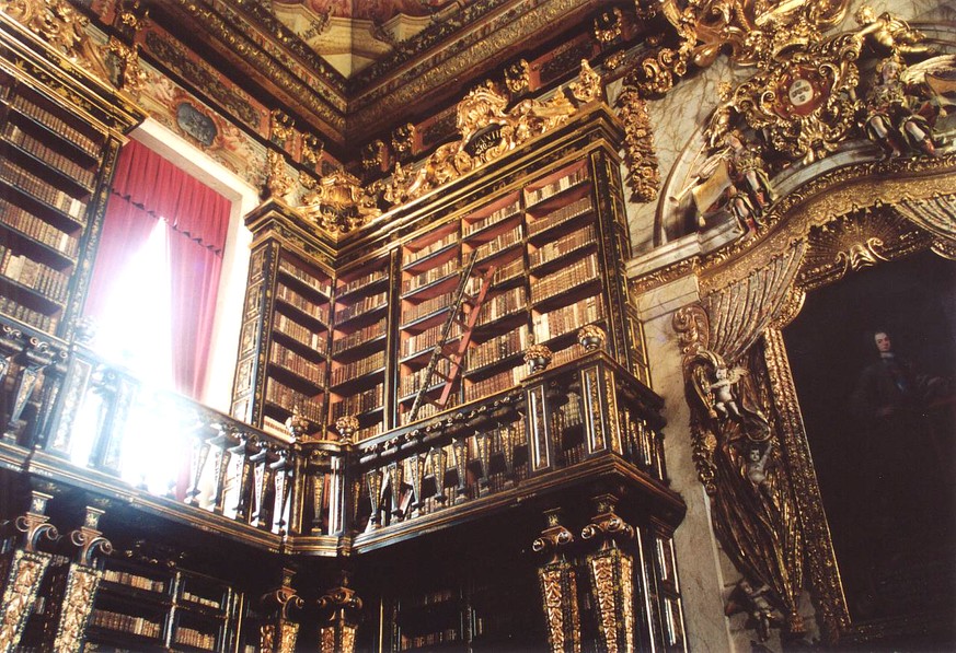 Baroque interior of Coimbra University Library, Portugal