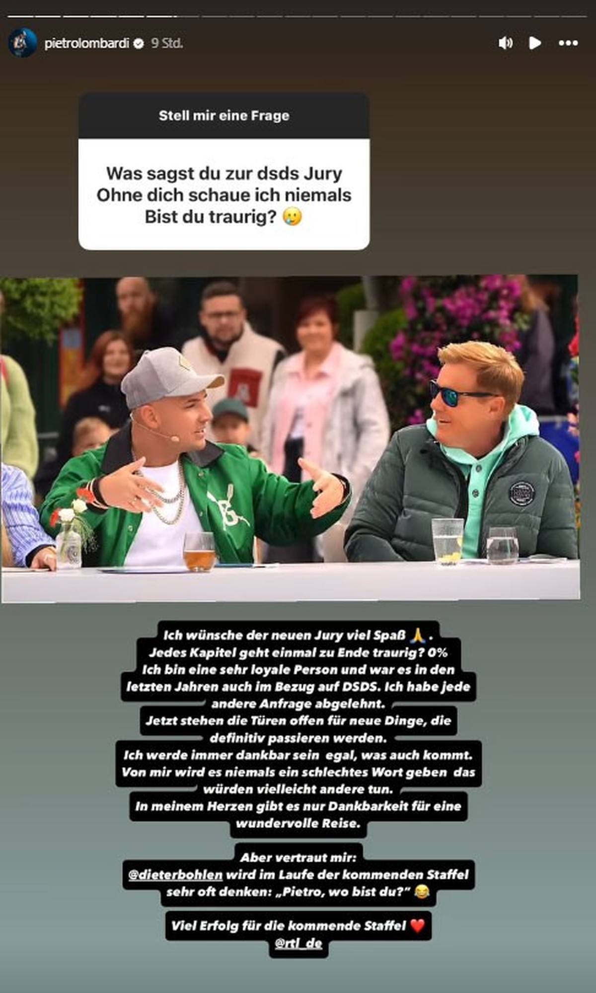 Pietro Lombardi blickt auf seine Zeit bei "DSDS" zurück.