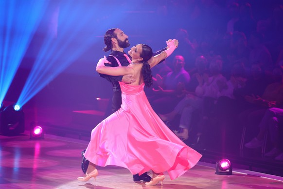 COLOGNE, GERMANY - MAY 13: Amira Pocher and Massimo Sinató perform on stage during the 11th show of the 15th season of the television competition show &quot;Let's Dance&quot; at MMC Studios on May 13, ...