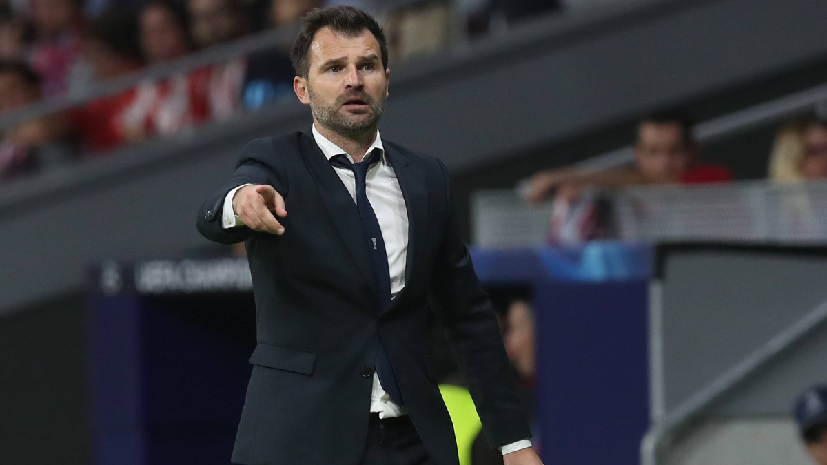 Club Brugge s head coach Ivan Leko pictured during the match between Belgian soccer team Club Brugge KV and Atletico Madrid, in group A on day two the UEFA Champions League, in Mardid, Spain, Wednesda ...