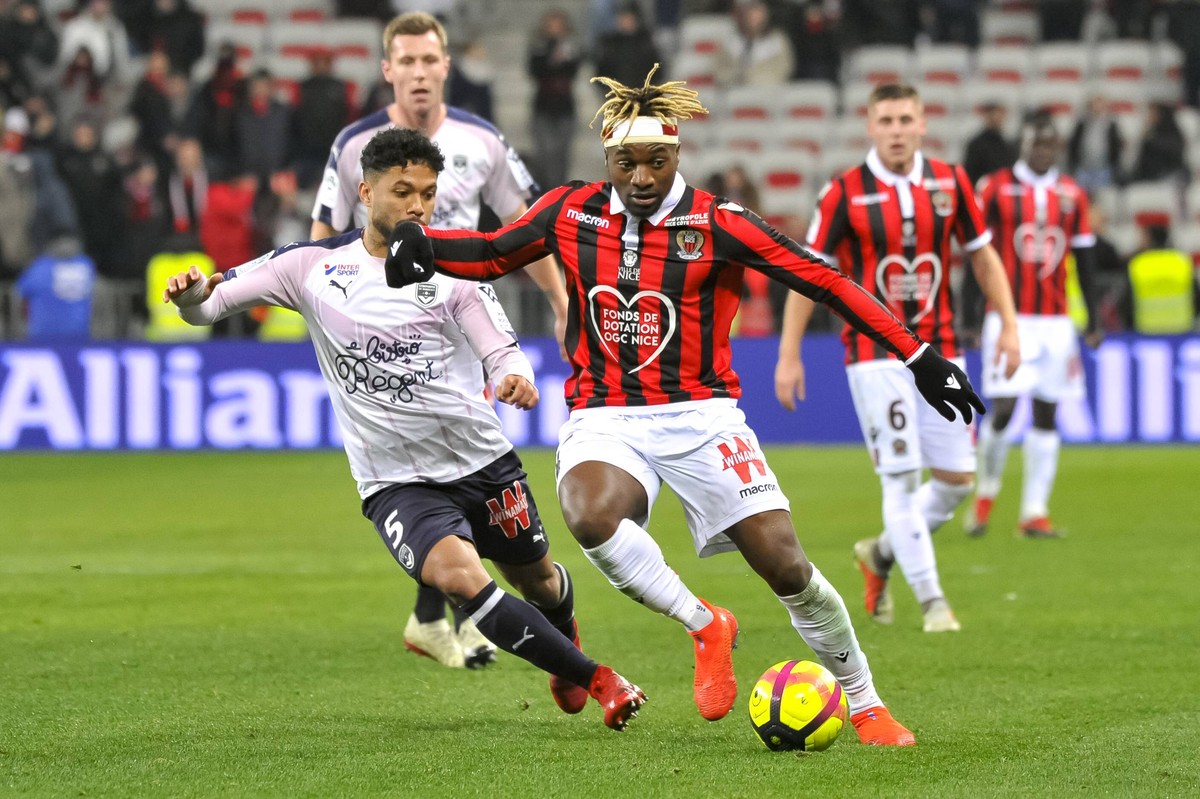 Allan Saint Maximin (OGC Nice) - Otavio Passos Santos (Bordeaux) FOOTBALL : OGC Nice vs Bordeaux FC - Ligue 1 Conforama - Nice - 12/01/2019 NorbertScanella/Panoramic PUBLICATIONxNOTxINxFRAxITAxBEL