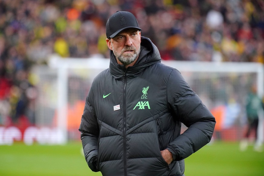 Liverpool v Norwich City - Emirates FA Cup - Fourth Round - Anfield Liverpool manager Jurgen Klopp during the Emirates FA Cup fourth round match at Anfield, Liverpool. Picture date: Sunday January 28, ...