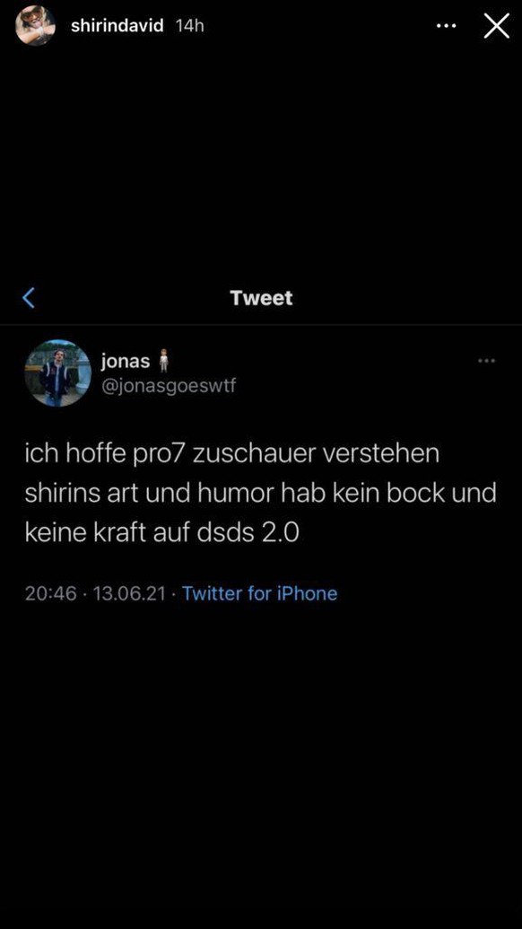 Dass Shirin diesen Tweet gerepostet hat, zeigt, dass sie dem offensichtlich zustimmt.