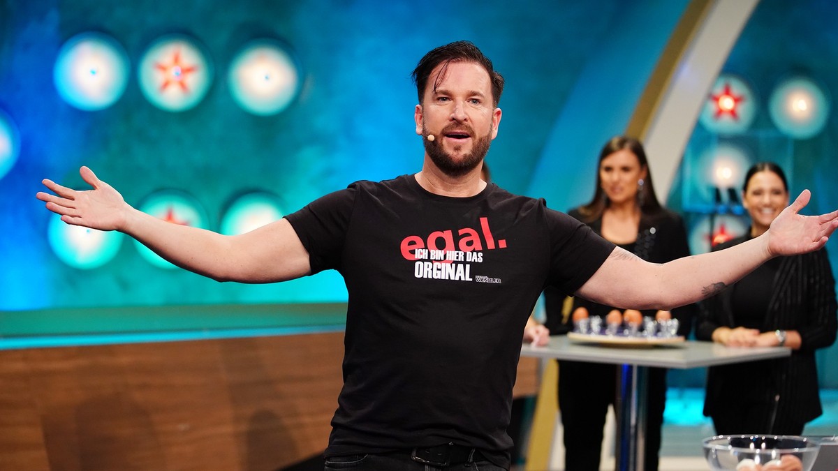 Michael Wendler beim Duell &quot;Wer hat hier Eier?&quot;. 

Die Verwendung des sendungsbezogenen Materials ist nur mit dem Hinweis und Verlinkung auf TVNOW gestattet.