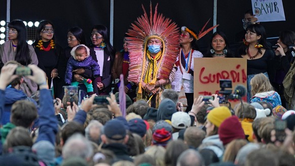 November 5, 2021, Glasgow, UK: Demonstrators during the Fridays for Future Scotland march through Glasgow during the Cop26 summit in Glasgow. Picture date: Friday November 5, 2021. Glasgow UK PUBLICAT ...