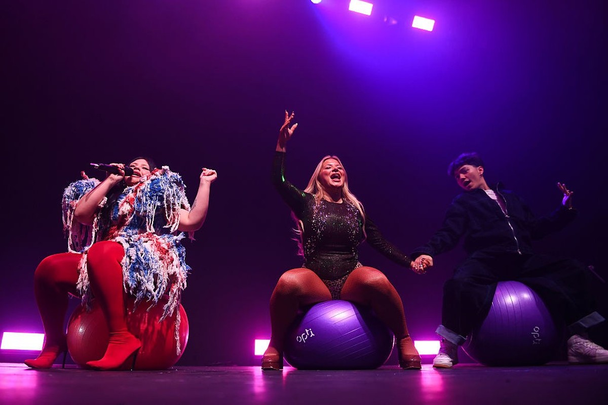 LONDON, ENGLAND - APRIL 13: Miriana Conte, Sissal and JJ perform on stage during the London Eurovision Party 2025 at HERE at Outernet on April 13, 2025 in London, England. (Photo by Joe Maher/Getty Im ...