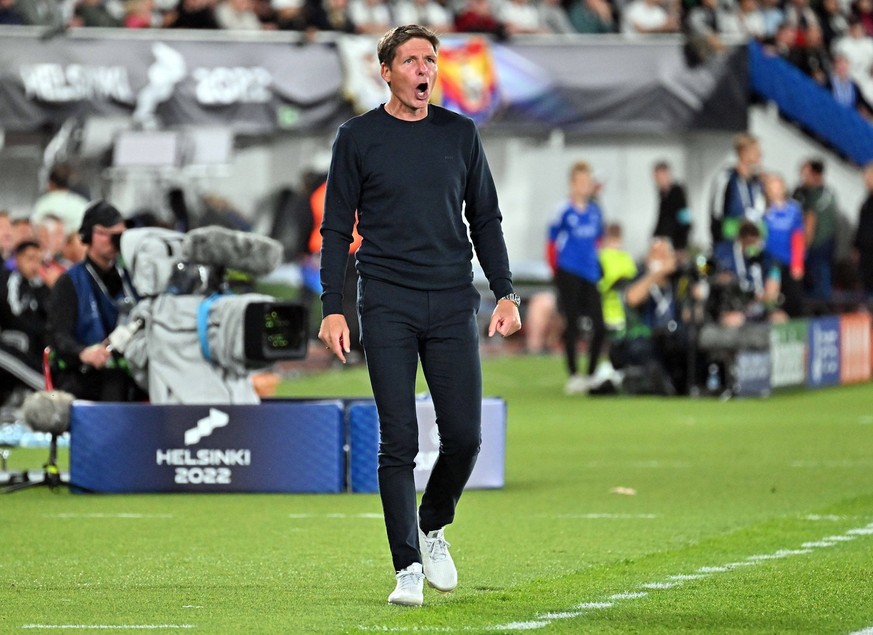 Eintracht-Trainer Oliver Glasner beim Uefa Supercup gegen Real Madrid.