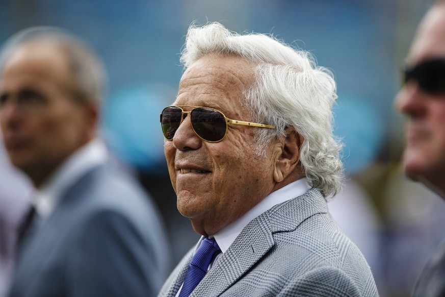 JACKSONVILLE, FL - SEPTEMBER 16: New England Patriots owner Robert Kraft looks on during the game between the New England Patriots and the Jacksonville Jaguars on September 16, 2018 at TIAA Bank Field ...