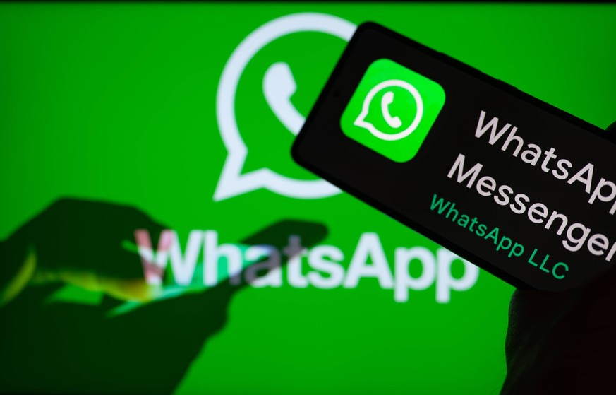 WhatsApp Illustration WhatsApp mobile app displayed on phone with WhatsApp on screen in this photo illustration. On 26 January 2023 in Brussels, Belgium. Photo illustration by Jonathan Raa/NurPhoto Br ...