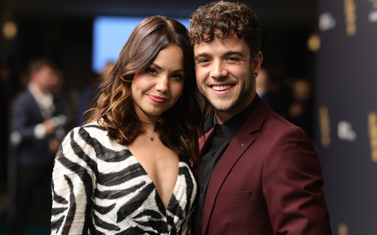 ZURICH, SWITZERLAND - SEPTEMBER 28: Luca Haenni and Christina Luft attend the "No Time To Die" premiere during the 17th Zurich Film Festival at Kino Corso on September 28, 2021 in Zurich, Sw ...