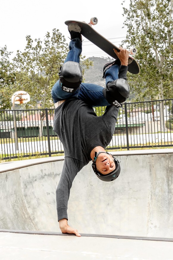 SANTA MONICA, CALIFORNIA - FEBRUARY 21: Pro-skater Tony Hawk on the IMDb Series “Special Skills” in Los Angeles, California. This episode of “Special Skills” airs on February 25, 2020. (Photo by Rich  ...