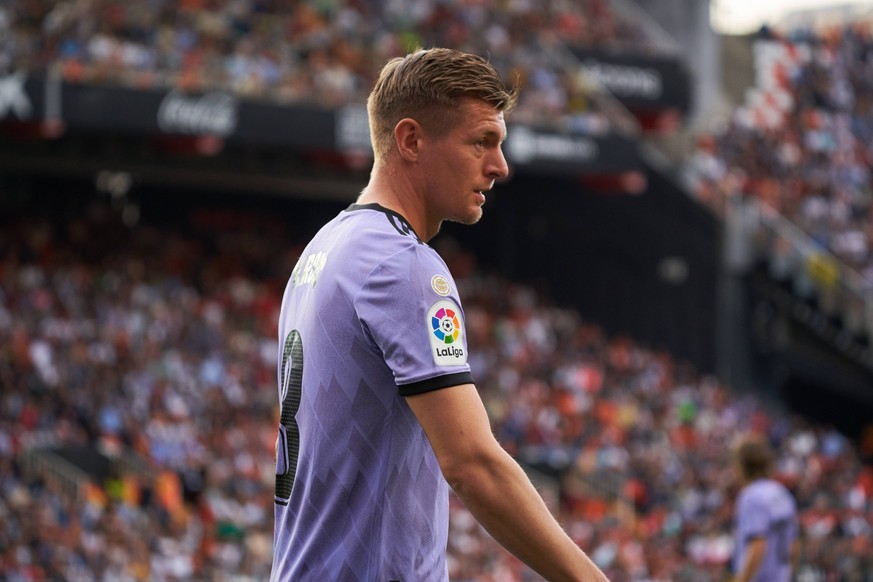 Headline: La Liga Santander Regular Season Round 35 on may 21, 2023 Toni Kroos of Real Madrid CF in action during the Headline: La Liga Santander Regular Season Round 35 on may 21, 2023 at Mestalla St ...